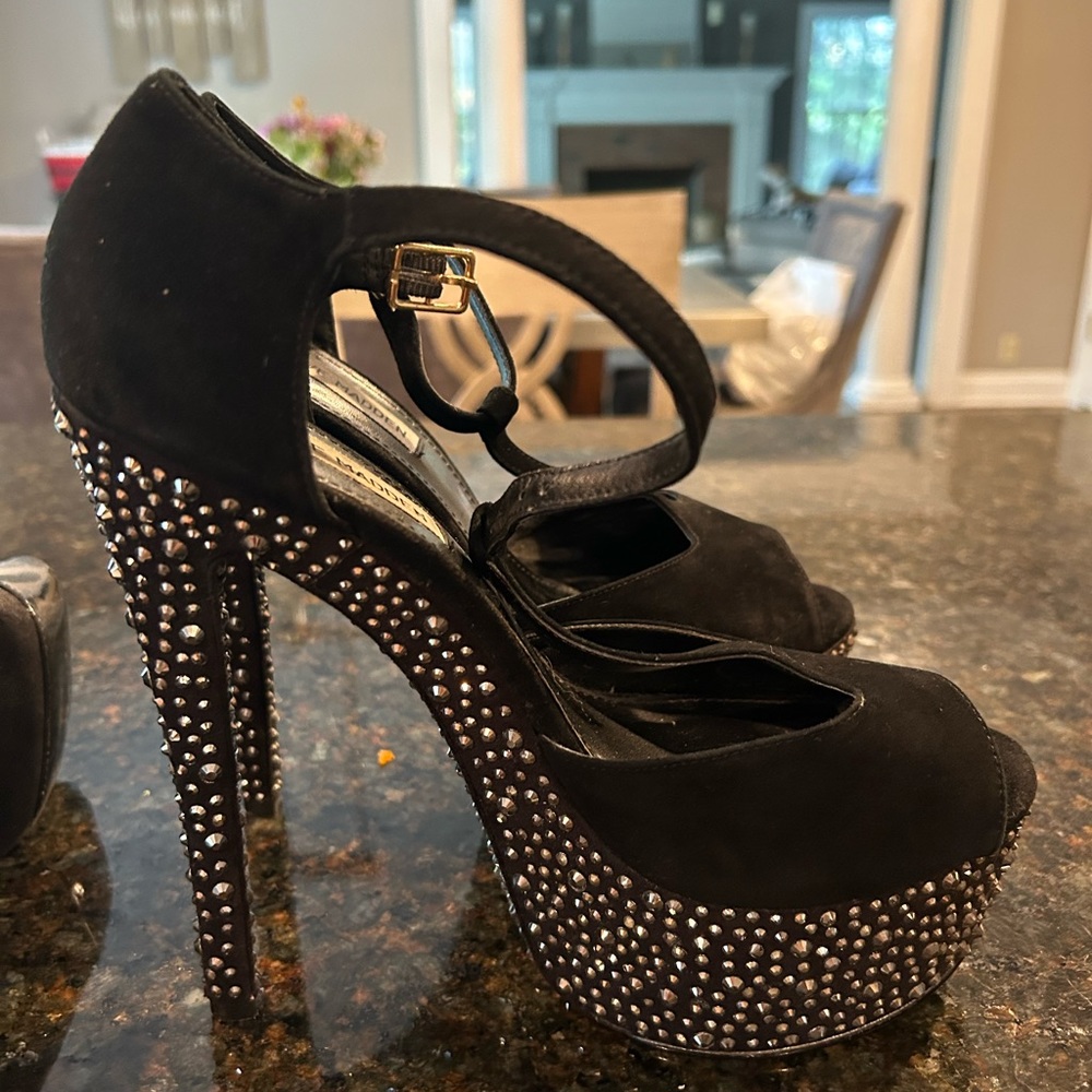 Black Steve Madden Heels with Rhinestones